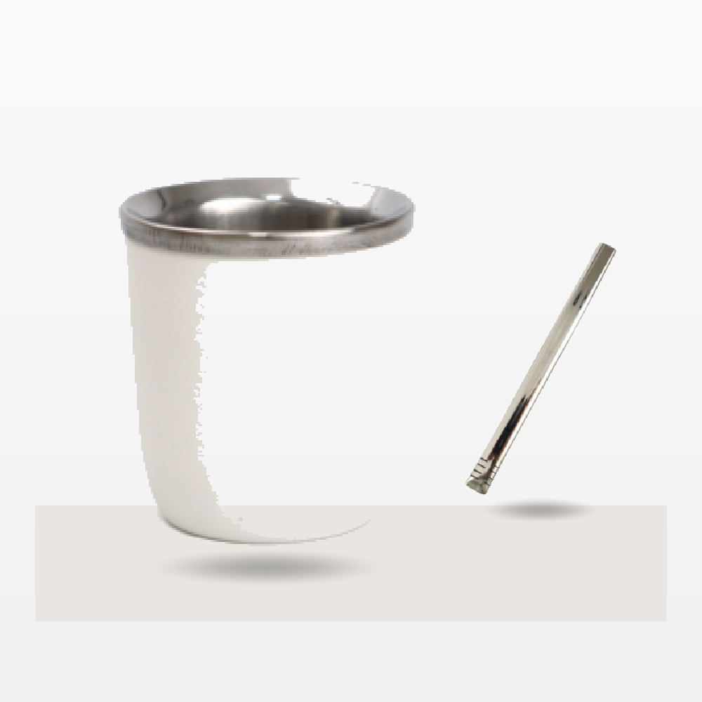 Set Mate Termico Recto Acero Blanco (AB) + Bombilla