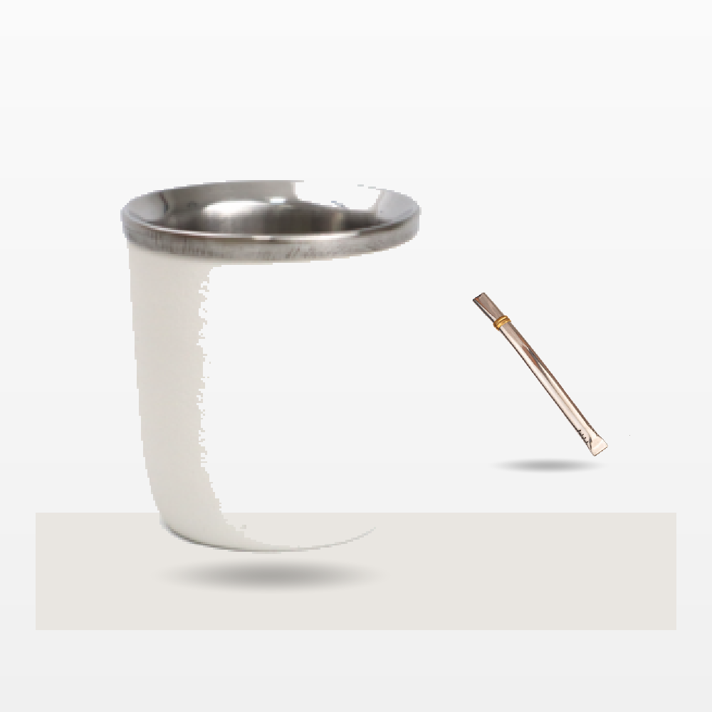 Set Mate Recto Acero BLANCO | ML + Bombilla
