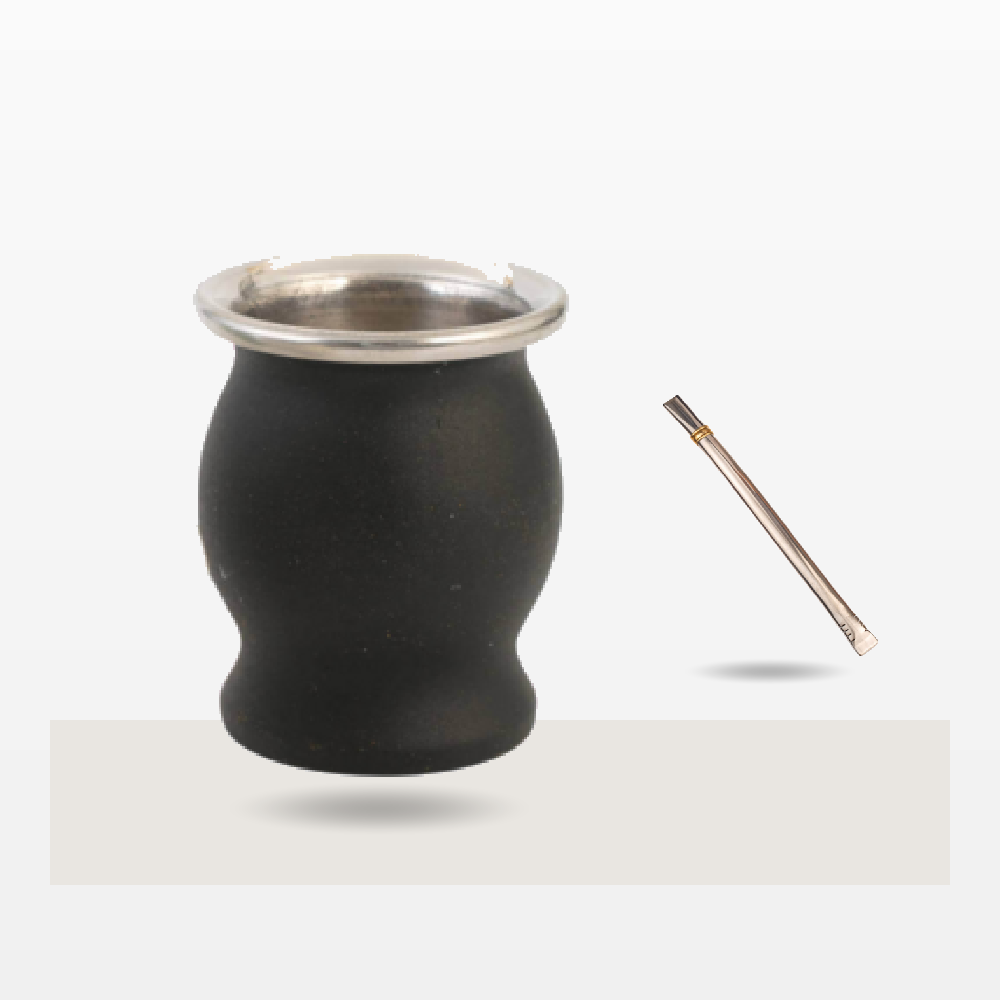 Set Mate Termico Acero Copita NEGRO (AB) + Bombilla