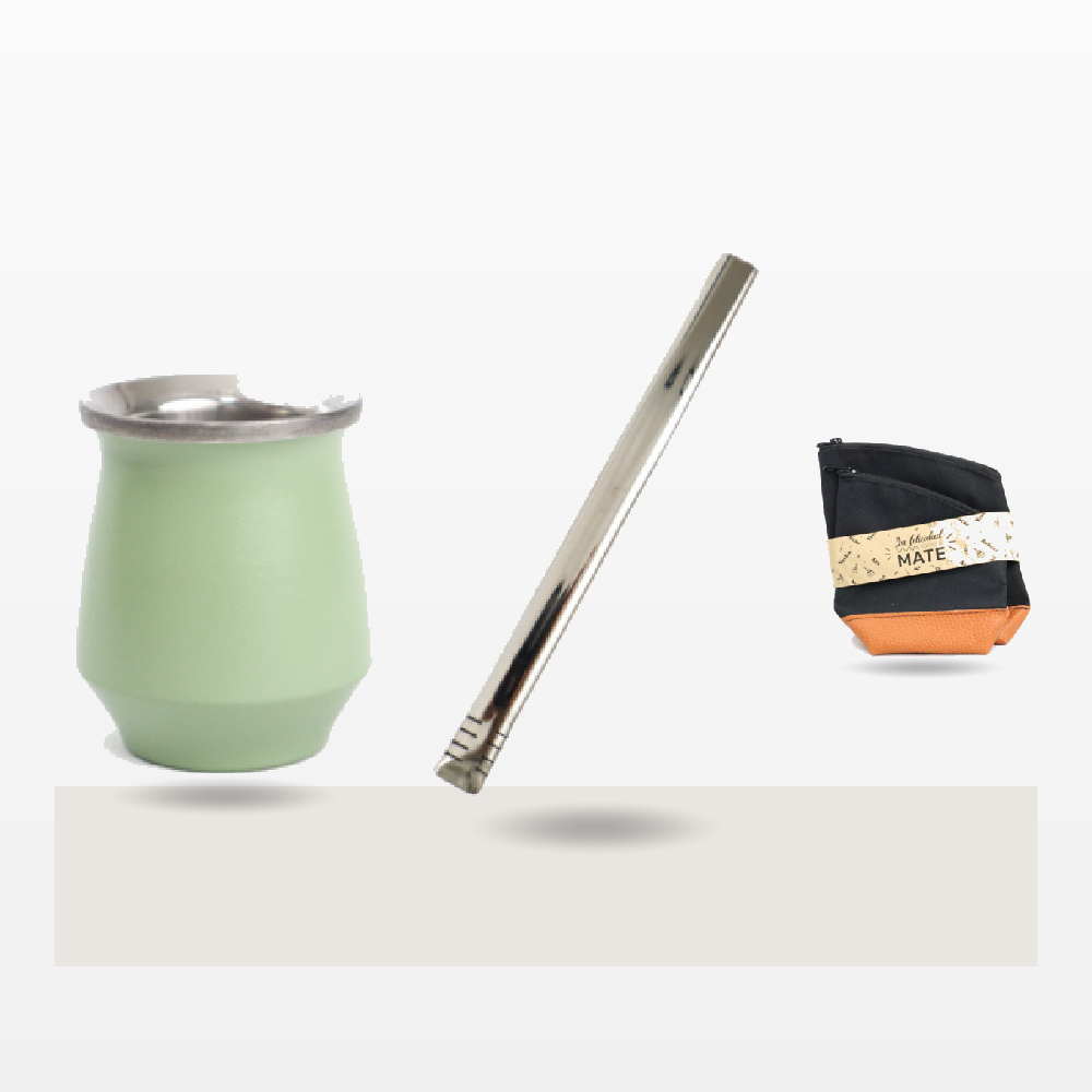 Set Mate Termico Conan Acero (Verde) + Yerbera + Bombilla