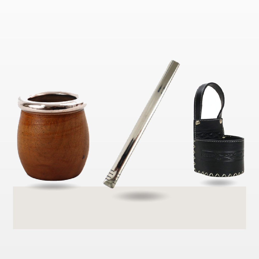 Set Mate Barrilito Liso Acero + Portamate + Bombilla
