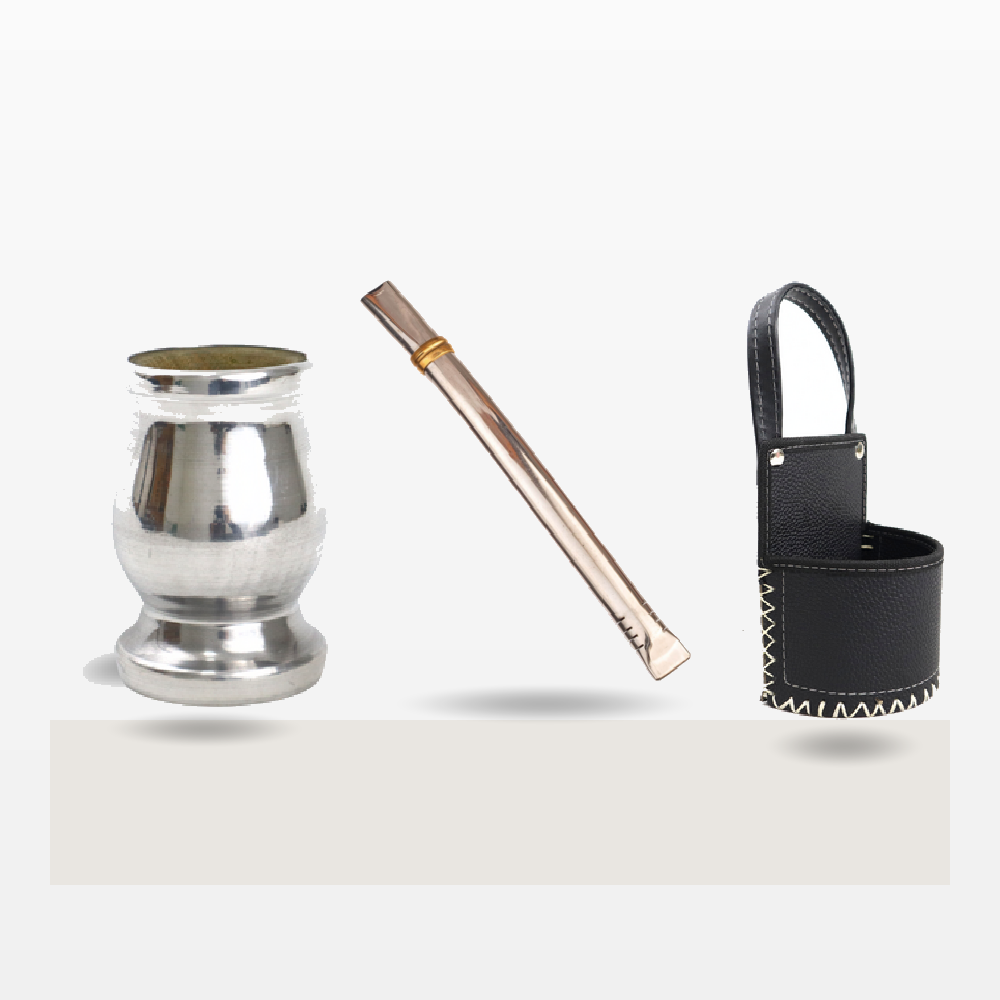 Set Mate Todo Aluminio Palo Santo + Portamate + Bombilla